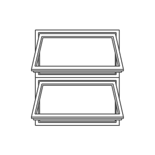 Double-vent awning window line drawing by Coastal Windows Hawaii